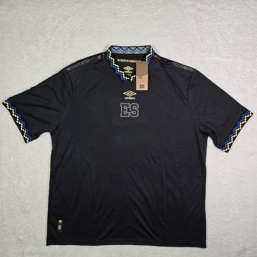 $90 Umbro El Salvador Mens 2XL 23/24 Third Futbol Soccer Jersey Black XXL